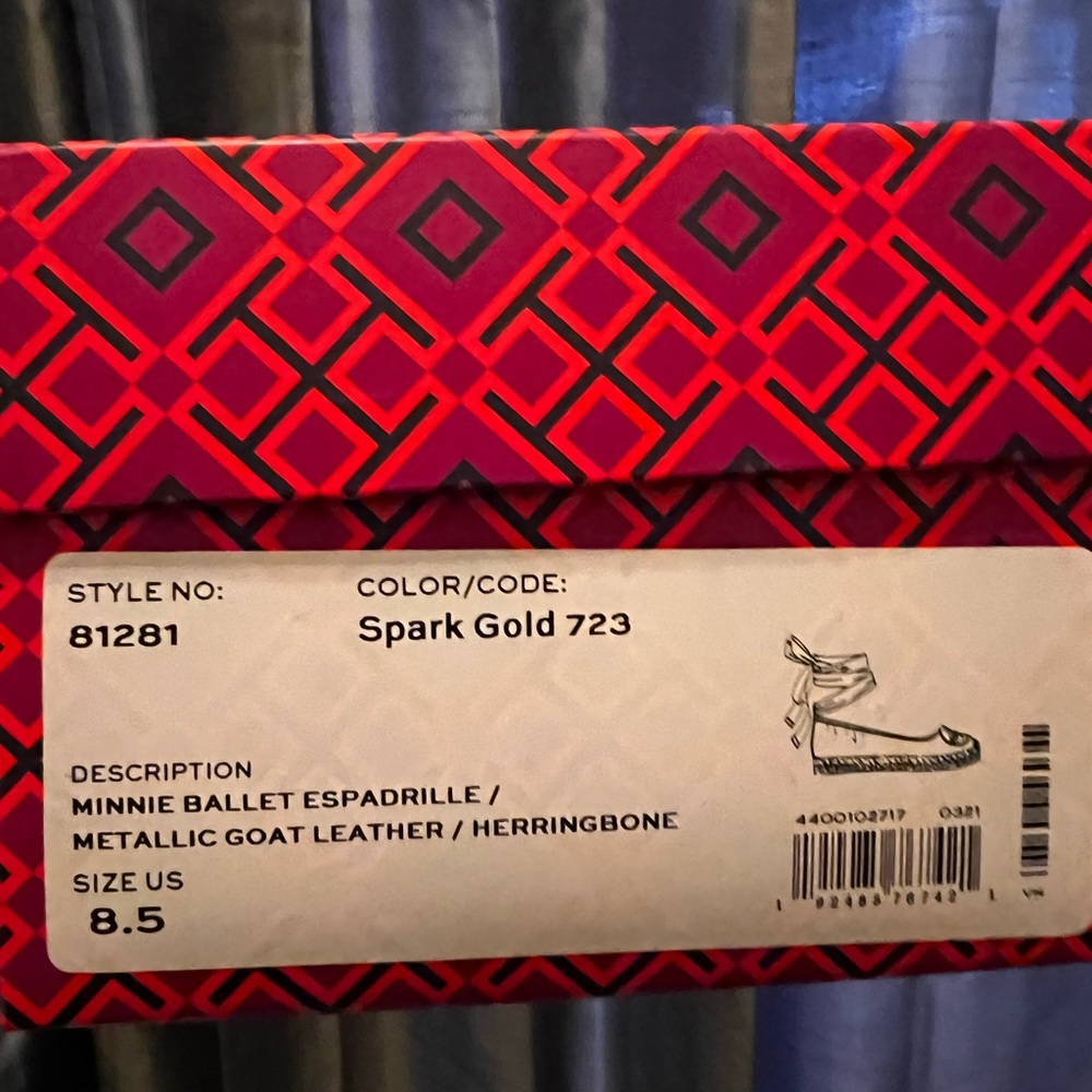 Tory Burch BNIB Minnie Ballet Espadrilles Size 8.5 Color: Spark Gold